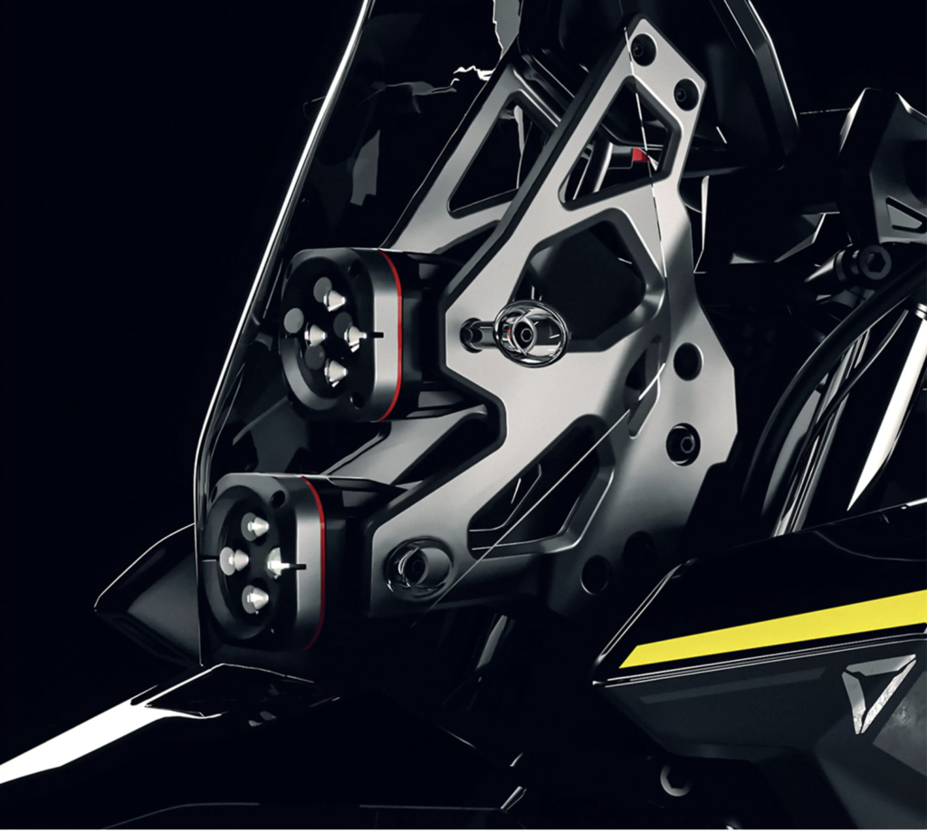 1)Command center on wheels—Shockwave’s vertically stacked LED headlamps and high-tech TFT display bring intelligence to every ride.Ultraviolette Shockwave.
